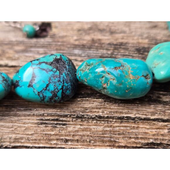 Vintage SX 925 Sterling Silver Thailand Graduated Turquoise Necklace 20" - Picture 4 of 10